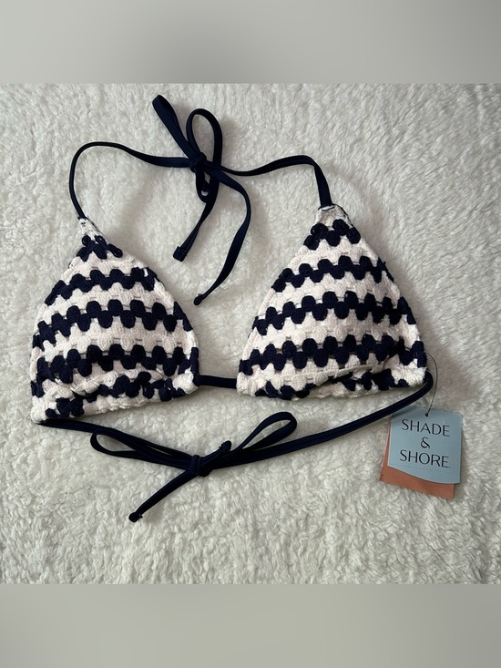 Shade & Shore Other - Shade & Shore Women’s Triangle Crochet Bikini Top Large Navy White NEW